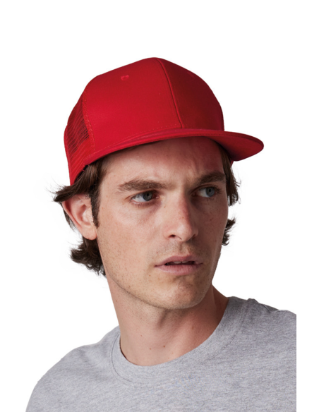 KUP-KP113-TRUCKER FLAT PEAK CAP - 6 PANELS