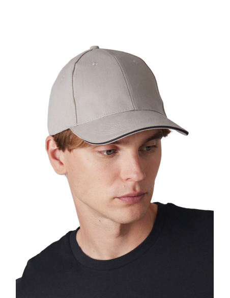KUP-KP185-CAP WITH CONTRASTING SANDWICH PEAK - 6 PANELS