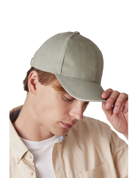KUP-KP198-CAP IN ORGANIC COTTON WITH CONTRASTING SANDWICH PEAK - 6 PANELS