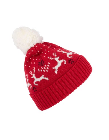 KUP-KP512-WINTER BEANIE WITH REINDEER DESIGN