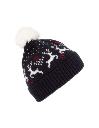 KUP-KP512-WINTER BEANIE WITH REINDEER DESIGN