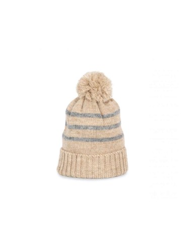 KUP-KP556-KNITTED STRIPED BEANIE IN RECYCLED YARN