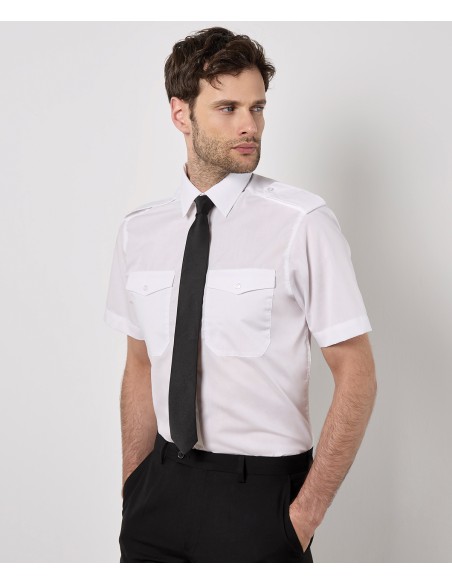 KUS-KK133-Mens Tailored Fit Pilot Shirt Short Sleeve