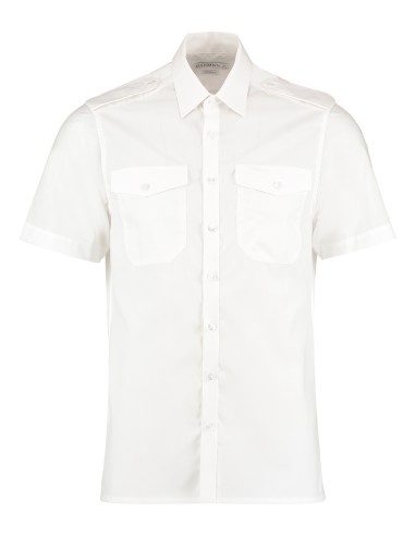 KUS-KK133-Mens Tailored Fit Pilot Shirt Short Sleeve