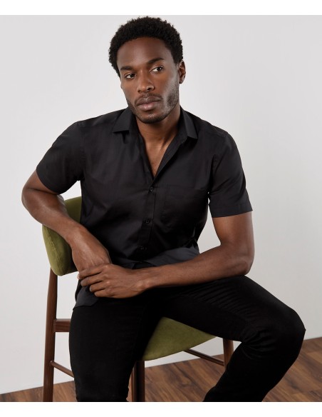 KUS-KK141-Mens Tailored Fit Poplin Shirt Short Sleeve