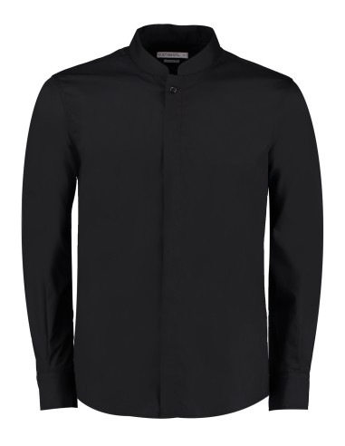 KUS-KK161-Chemise cintrée à col Mao à manches longues