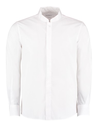 KUS-KK161-Chemise cintrée à col Mao à manches longues