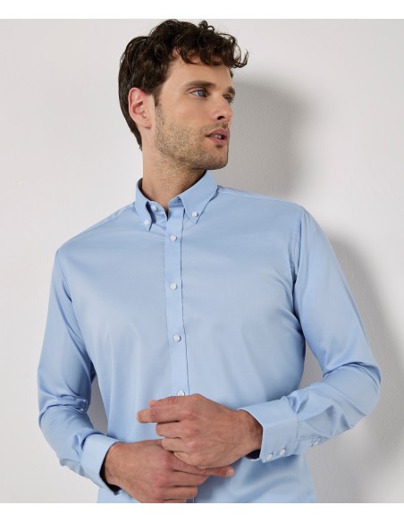 KUS-KK182-Mens Slim Fit Stretch Oxford Shirt Long Sleeve