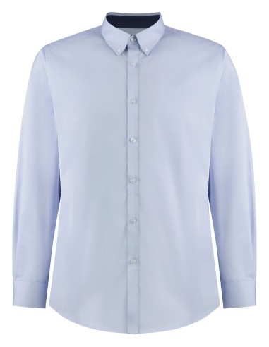 KUS-KK190-Chemise Oxford de première qualité à manches longues (col à boutons) Contrast