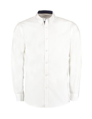 KUS-KK190-Chemise Oxford de première qualité à manches longues (col à boutons) Contrast