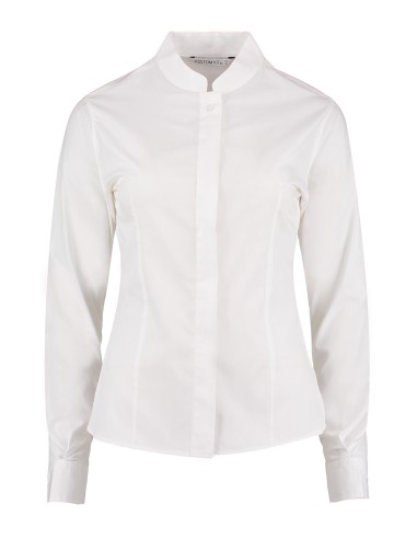 KUS-KK261-Chemise cintrée à col Mao à manches longues Femme