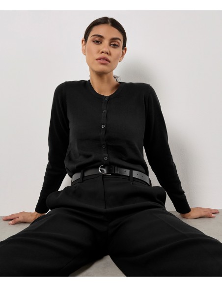 KUS-KK355-Cardigan col rond à manches longues Arundel Femme