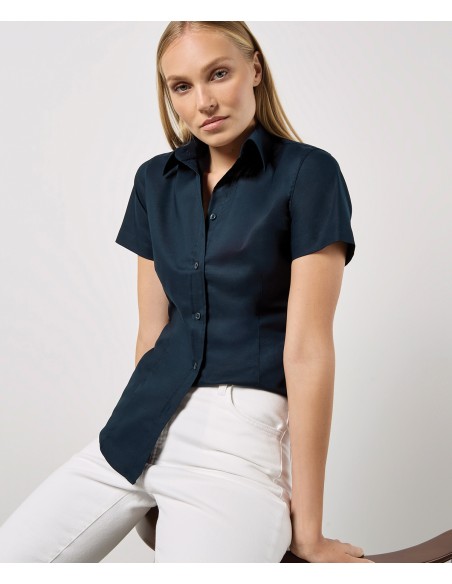 KUS-KK360-Womens Tailored Fit Workwear Oxford Shirt Short Sleeve