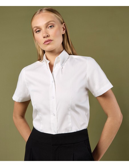 KUS-KK701-Womens Tailored Fit Corporate Oxford Shirt Short Sleeve