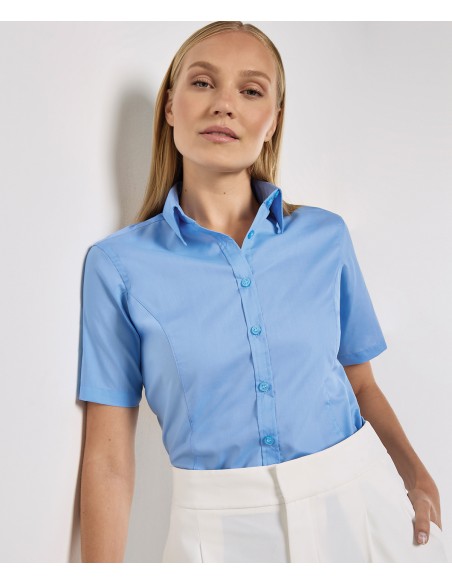 KUS-KK742F-Womens Tailored Fit Business Shirt Short Sleeve