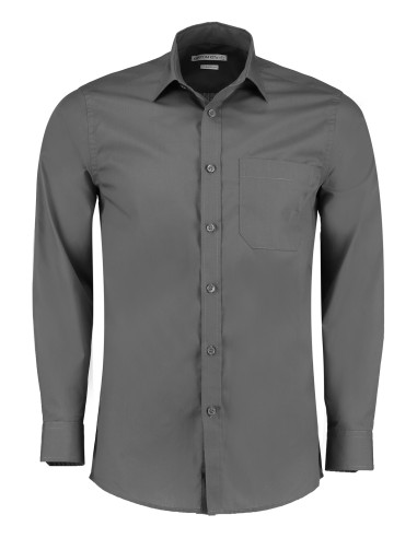 KUS-KK142-Mens Tailored Fit Poplin Shirt Long Sleeve