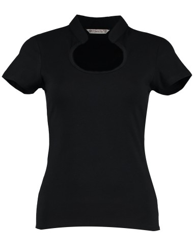 KUS-KK755-Women`s Regular Fit Keyhole Neck Top