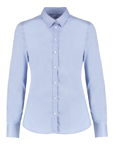 KUS-KK782-Womens Tailored Fit Stretch Oxford Shirt Long Sleeve