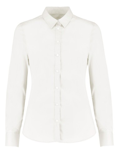 KUS-KK782-Womens Tailored Fit Stretch Oxford Shirt Long Sleeve