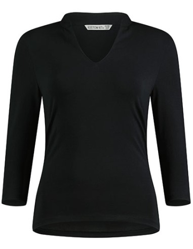 KUS-KK785-Regular Fit Mandarin Collar Top 3/4 Sleeve