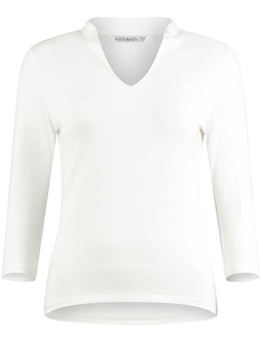 KUS-KK785-Regular Fit Mandarin Collar Top 3/4 Sleeve