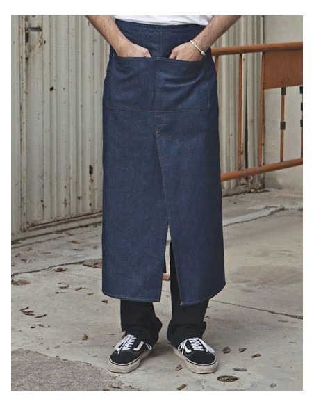 LIN-FS100100SPJNS-Jeans Bistro Apron With Split