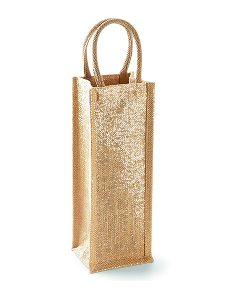W-W433-Shimmer Jute Bottle Bag