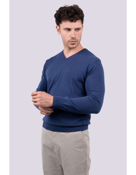LEE-LE950-MEN’S V-NECK FINE GAUGE COTTON PULLOVER