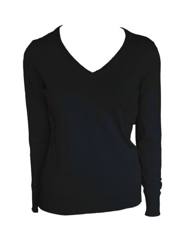 LEE-LE951-WOMEN’S V-NECK FINE GAUGE COTTON PULLOVER