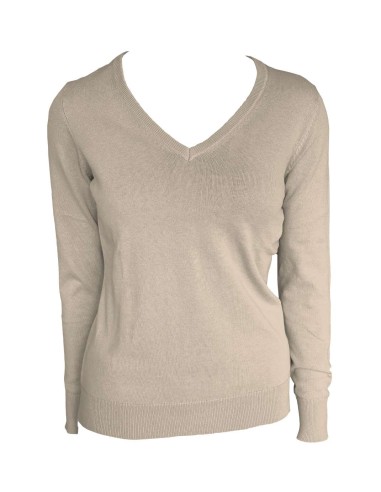 LEE-LE951-WOMEN’S V-NECK FINE GAUGE COTTON PULLOVER