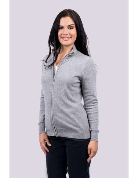 LEE-LE971-WOMEN’S FULL ZIP CARDIGAN FINE GAUGE COTTON