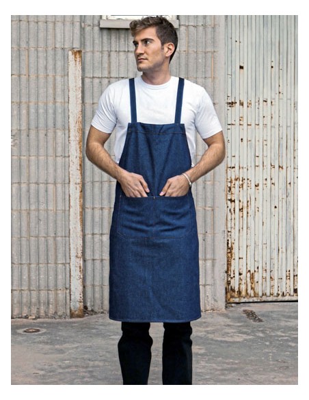 LIN-HSKB9090JNS-Hobby apron with cross bands and pocket