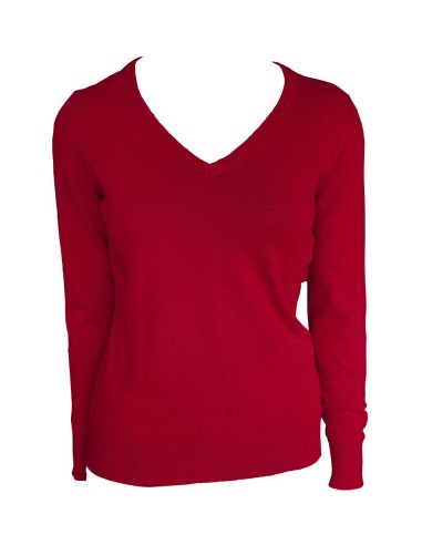 LEE-LE951-WOMEN’S V-NECK FINE GAUGE COTTON PULLOVER