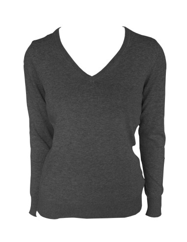 LEE-LE951-WOMEN’S V-NECK FINE GAUGE COTTON PULLOVER