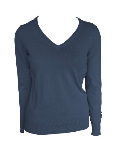 LEE-LE951-WOMEN’S V-NECK FINE GAUGE COTTON PULLOVER
