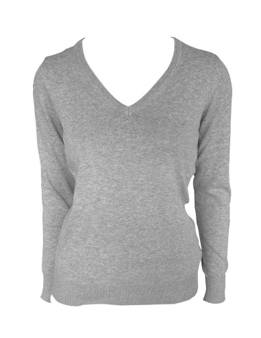 LEE-LE951-WOMEN’S V-NECK FINE GAUGE COTTON PULLOVER