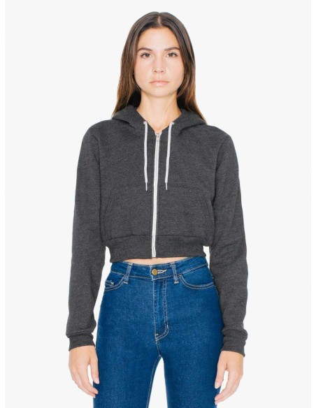 A-AAF397-WOMEN'S FLEX FLEECE CROPPED ZIP HOODED SWEATSHIRT