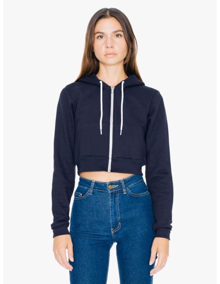 A-AAF397-WOMEN'S FLEX FLEECE CROPPED ZIP HOODED SWEATSHIRT
