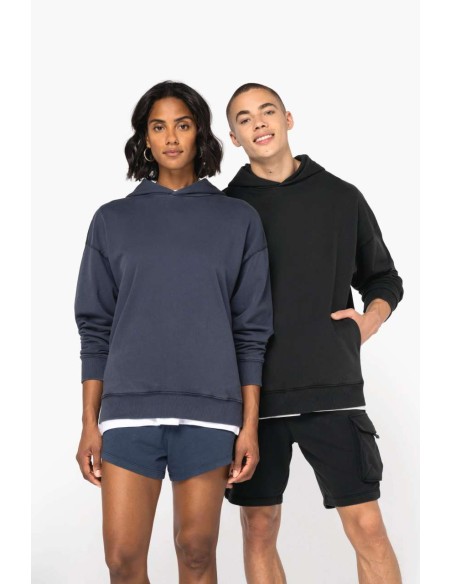 NAT-NS448-UNISEX WASHED EFFECT OVERSIZE HOODED SWEATSHIRT