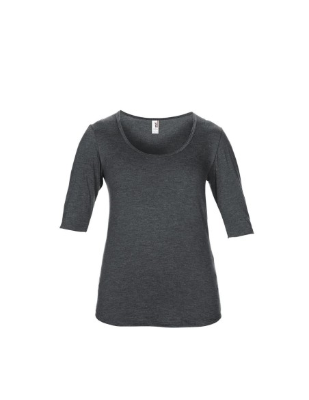A-ANL6756-WOMEN’S TRI-BLEND DEEP SCOOP 1/2 SLEEVE TEE