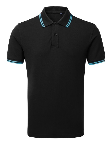 A-AQ011-Polo passepoilé coupe classique homme - col contrasté