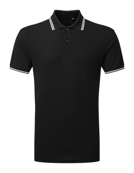 A-AQ011-Polo passepoilé coupe classique homme - col contrasté