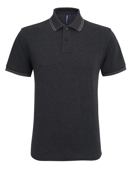 A-AQ011-Polo passepoilé coupe classique homme - col contrasté