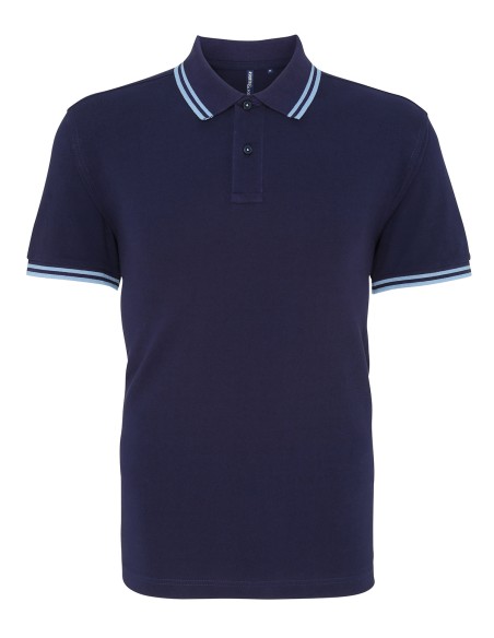 A-AQ011-Polo passepoilé coupe classique homme - col contrasté