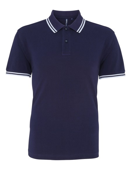 A-AQ011-Polo passepoilé coupe classique homme - col contrasté