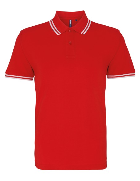 A-AQ011-Polo passepoilé coupe classique homme - col contrasté