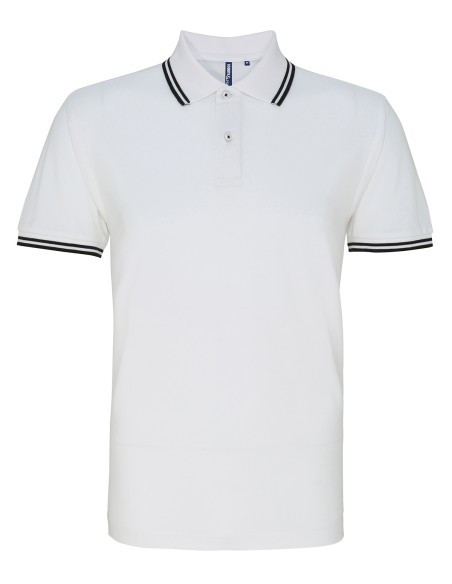 A-AQ011-Polo passepoilé coupe classique homme - col contrasté