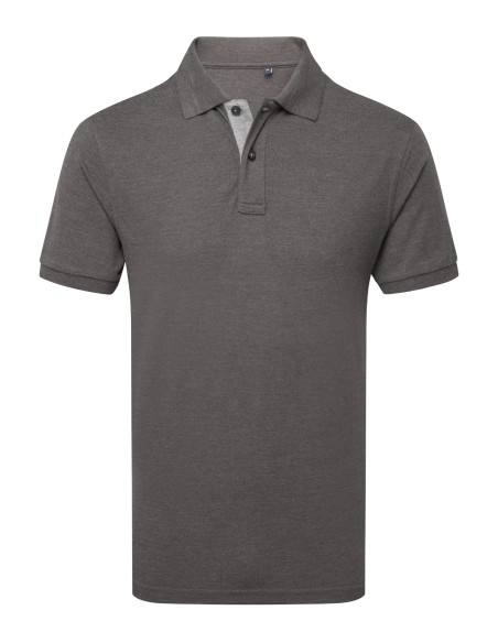 A-AQ012-Polo contrasté coupe classique homme boutons et dessous de col contrastés