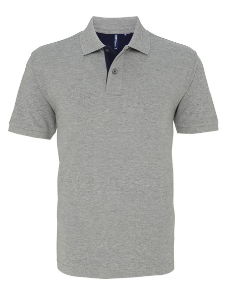 A-AQ012-Polo contrasté coupe classique homme boutons et dessous de col contrastés