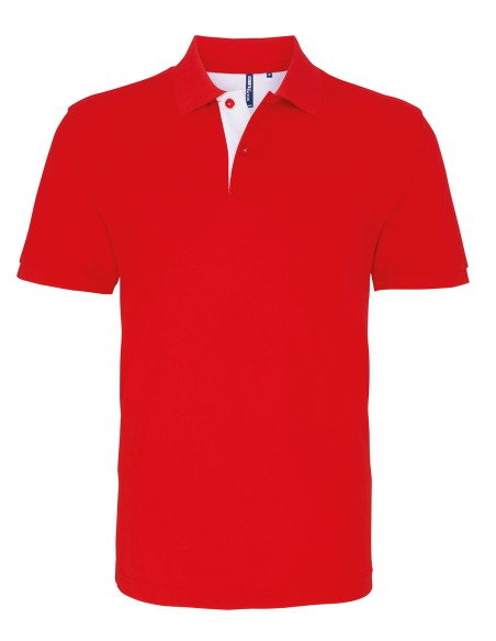 A-AQ012-Polo contrasté coupe classique homme boutons et dessous de col contrastés